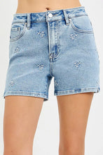 Ladda upp bild till gallerivisning, RISEN High Rise Denim Shorts with Embroidered Detail

