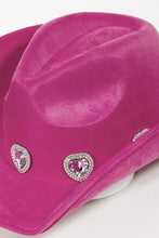 Load image into Gallery viewer, Fame Rhinestone Pave Heart Cowboy Hat
