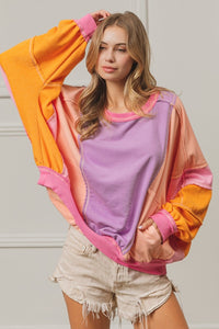 BiBi Color Block Exposed Seam Sweatshirt