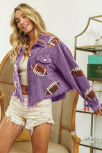 Load image into Gallery viewer, BiBi Football Sequin Embroidered Washed Corduroy Jacket
