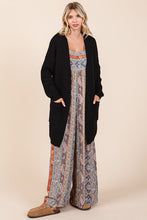 Ladda upp bild till gallerivisning, Mittoshop Black Open Front Long Sleeve Longline Cardigan
