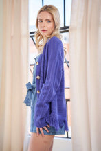 Carregar imagem no visualizador da galeria, Davi &amp; Dani Purple Button Down Fringe Detailed Cardigan
