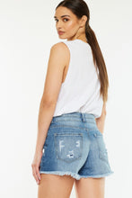 Load image into Gallery viewer, Kancan High Waisted Raw Hem Blue Denim Jean Shorts
