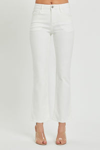 RISEN Mid Rise White Denim Bootcut Jeans