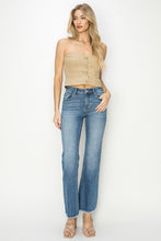 Load image into Gallery viewer, RISEN Mid-Rise Raw Frayed Hem Blue Denim Bootcut Jeans
