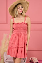 Load image into Gallery viewer, BiBi Coral Smocked Cutout Back Mini Dress
