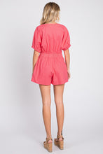 Cargar imagen en el visor de la galería, GeeGee Half Button V-Neck Linen Romper
