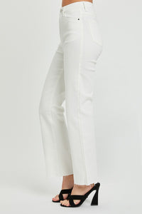 RISEN Tummy Control White Demin Straight Leg Jeans