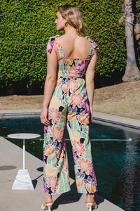 ODDI Floral Frilly Detailed Wide Leg Jumpsuit