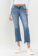 Load image into Gallery viewer, Lovervet Mid Rise Distressed Chewed Frayed Raw Hem Blue Denim Jeans
