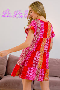 BiBi Colorblock Variety Short Tiered Hem Mini Dress
