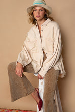 Load image into Gallery viewer, POL Button Down Raw Hem Distressed Shacket
