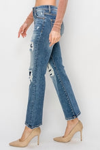 Load image into Gallery viewer, Risen Distressed Ankle Flare Blue Washed Denim Jeans
