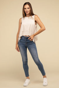 Zenana Asymmetrical Side Slit Sleeveless Top