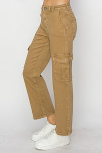 Risen Mocha Brown Denim Cargo Jeans