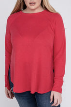 Load image into Gallery viewer, Zenana Plus Size Melange Baby Waffle Long Sleeve Top
