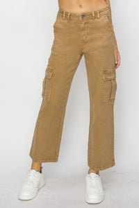 Risen Mocha Brown Denim Cargo Jeans