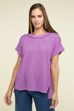 Load image into Gallery viewer, Zenana Brushed Waffle Exposed-Seam Short Sleeve Top
