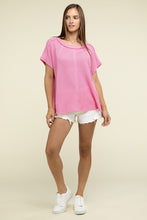 Load image into Gallery viewer, Zenana Brushed Waffle Exposed Seam Short Sleeve Top
