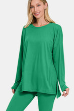 Cargar imagen en el visor de la galería, Zenana Green Brushed Microfiber Top and Leggings Lounge Set
