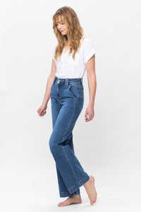 Judy Blue Double Button Wide Leg Blue Denim Jeans