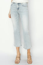 Ladda upp bild till gallerivisning, RISEN Mid Rise Cropped Flared Leg Blue Washed Denim Jeans
