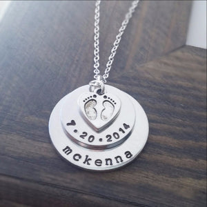 New Baby Necklace Personalized Name and Date