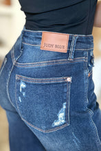 Load image into Gallery viewer, Judy Blue High Waist Destroyed Dark Blue Denim Straight Leg Jeans
