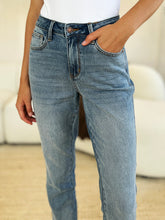 Load image into Gallery viewer, Judy Blue Mid Rise Release Hem Blue Denim Skinny Jeans
