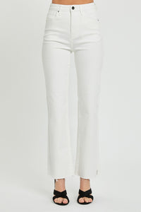 RISEN Tummy Control White Demin Straight Leg Jeans