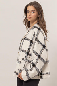 HYFVE Plaid Deep V Button Down Jacket