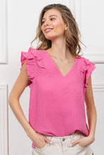 Load image into Gallery viewer, BiBi Hot Pink Textured Ruffled Top
