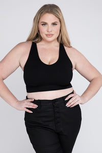 Zenana Plus Size Ribbed Cropped Racerback Tank Top