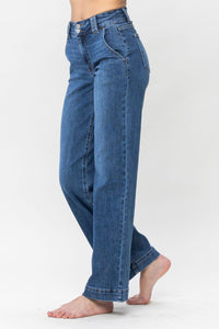 Judy Blue Double Button Wide Leg Blue Denim Jeans