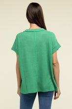 Load image into Gallery viewer, Zenana Brushed Waffle Exposed Seam Short Sleeve Top
