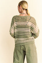 Carregar imagem no visualizador da galeria, Davi &amp; Dani Contrast Striped Crochet Openwork Knit Top
