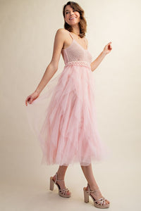 Sweet Generis Tulle Crochet Midi Dress