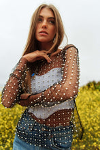 Ladda upp bild till gallerivisning, Bead and Pearl Embellished Long Sleeves Mesh Top
