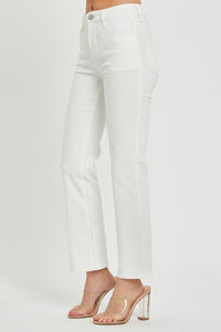 RISEN Mid Rise White Denim Bootcut Jeans