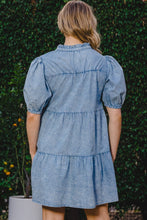 Cargar imagen en el visor de la galería, ODDI Washed Tiered Mini Denim Dress
