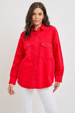 Ladda upp bild till gallerivisning, RISEN Button Down Long Sleeve Red Denim Shacket
