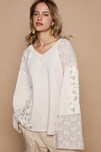 POL Luxe Lace Floral Knit Top