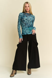 Davi & Dani Black Wide Leg Cargo Pants