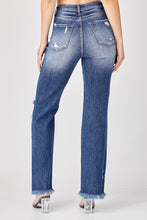 Load image into Gallery viewer, Risen Raw Hem Distressed Denim Straight Leg Jeans
