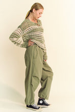 Carregar imagem no visualizador da galeria, Davi &amp; Dani Contrast Striped Crochet Openwork Knit Top
