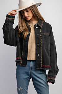 Sweet Generis Embroidered Washed Cotton Jacket