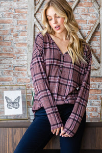 Heimish Mauve Plaid Long Sleeve Top