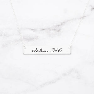 John 3:16 Necklace Personalized Quote Bar Necklace