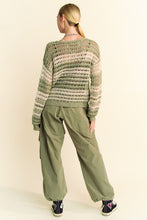 Carregar imagem no visualizador da galeria, Davi &amp; Dani Contrast Striped Crochet Openwork Knit Top
