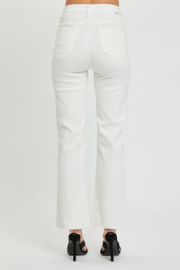 RISEN Tummy Control White Demin Straight Leg Jeans